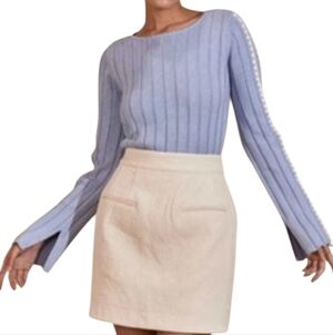NEW MON RENN eli knit top in blue/white Sz Small